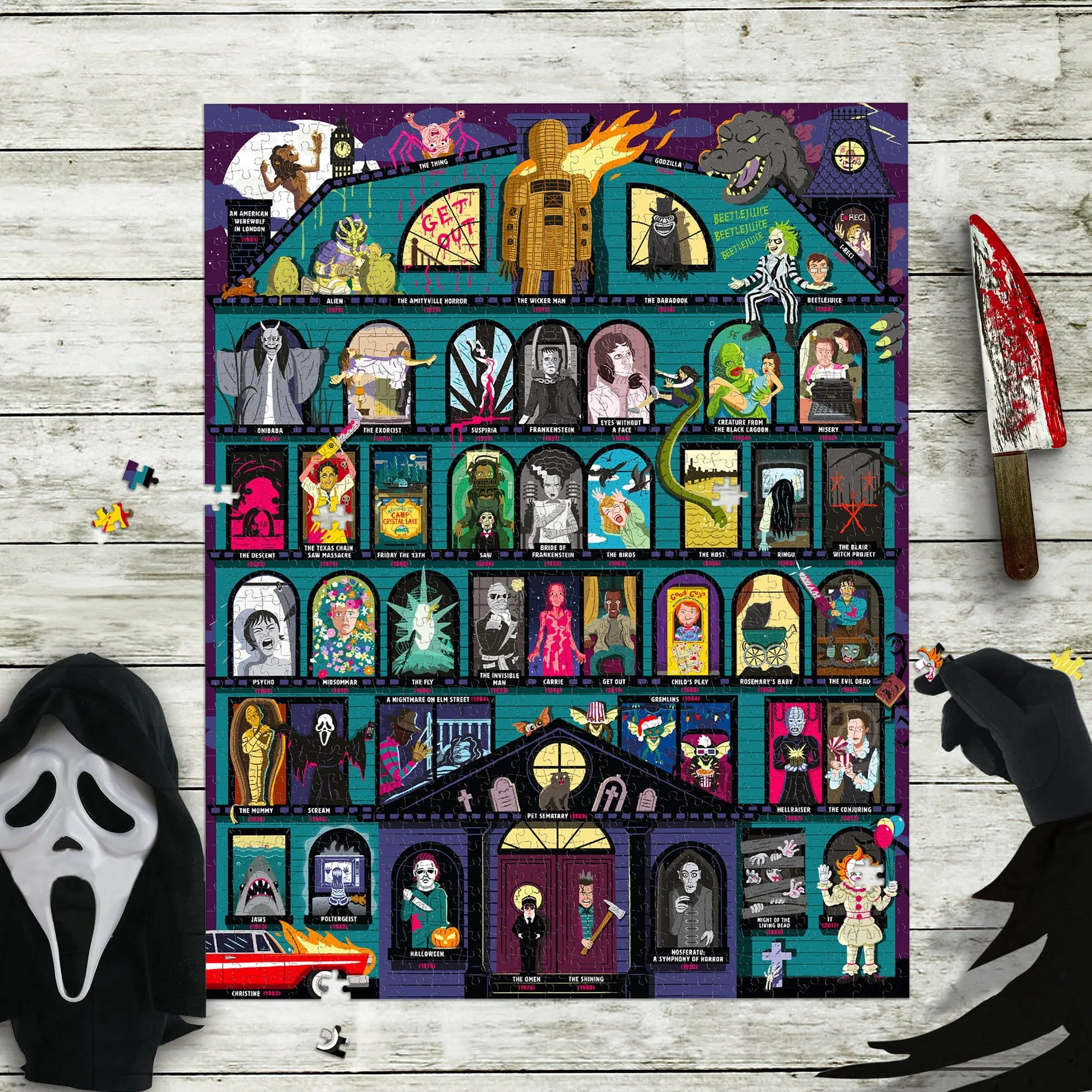 50 Must-Watch Scary Movies Bucket List 1000-piece Puzzle - Image 4