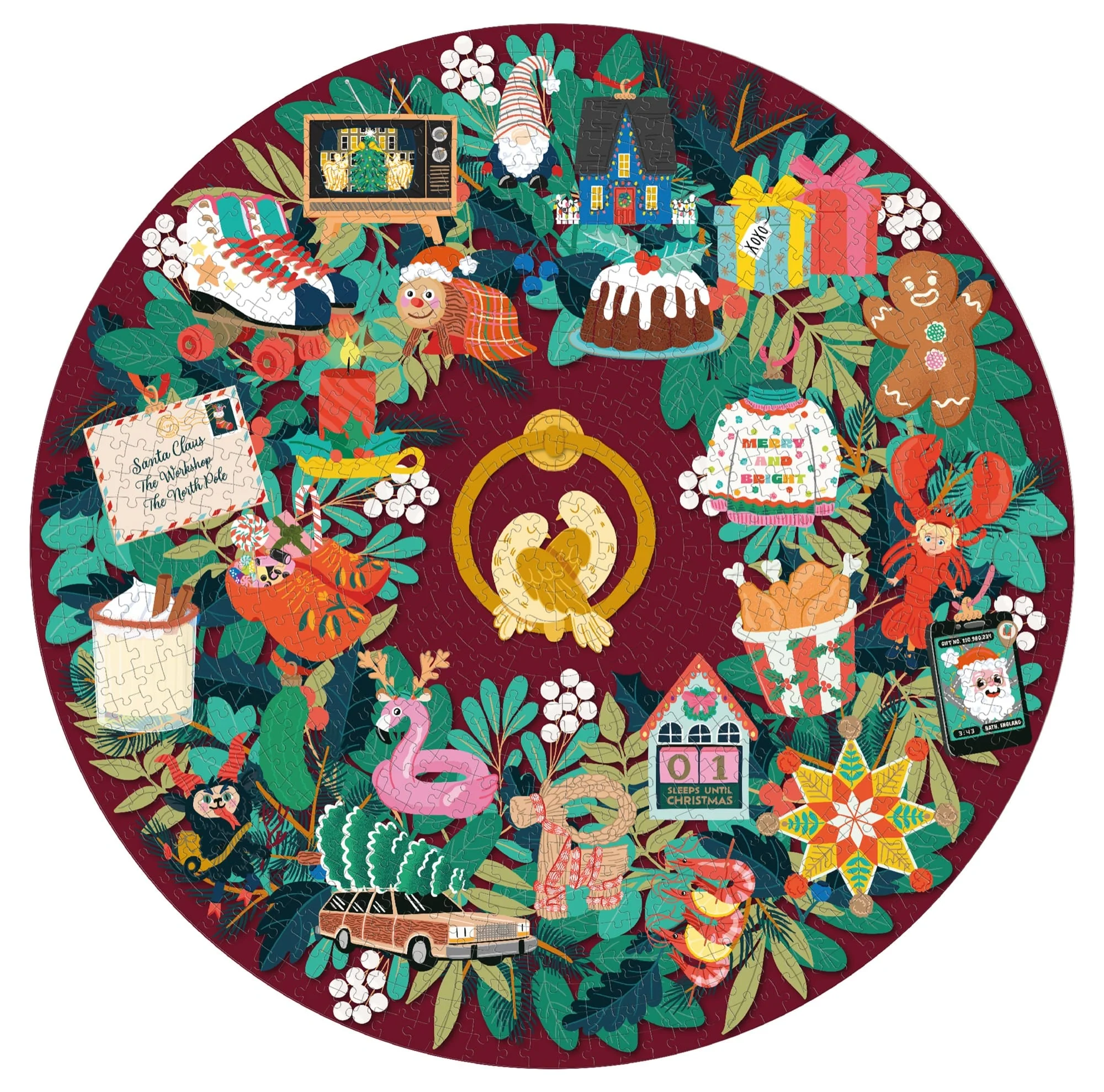 Christmas Countdown 1000-piece Circle Jigsaw Puzzle - Image 3