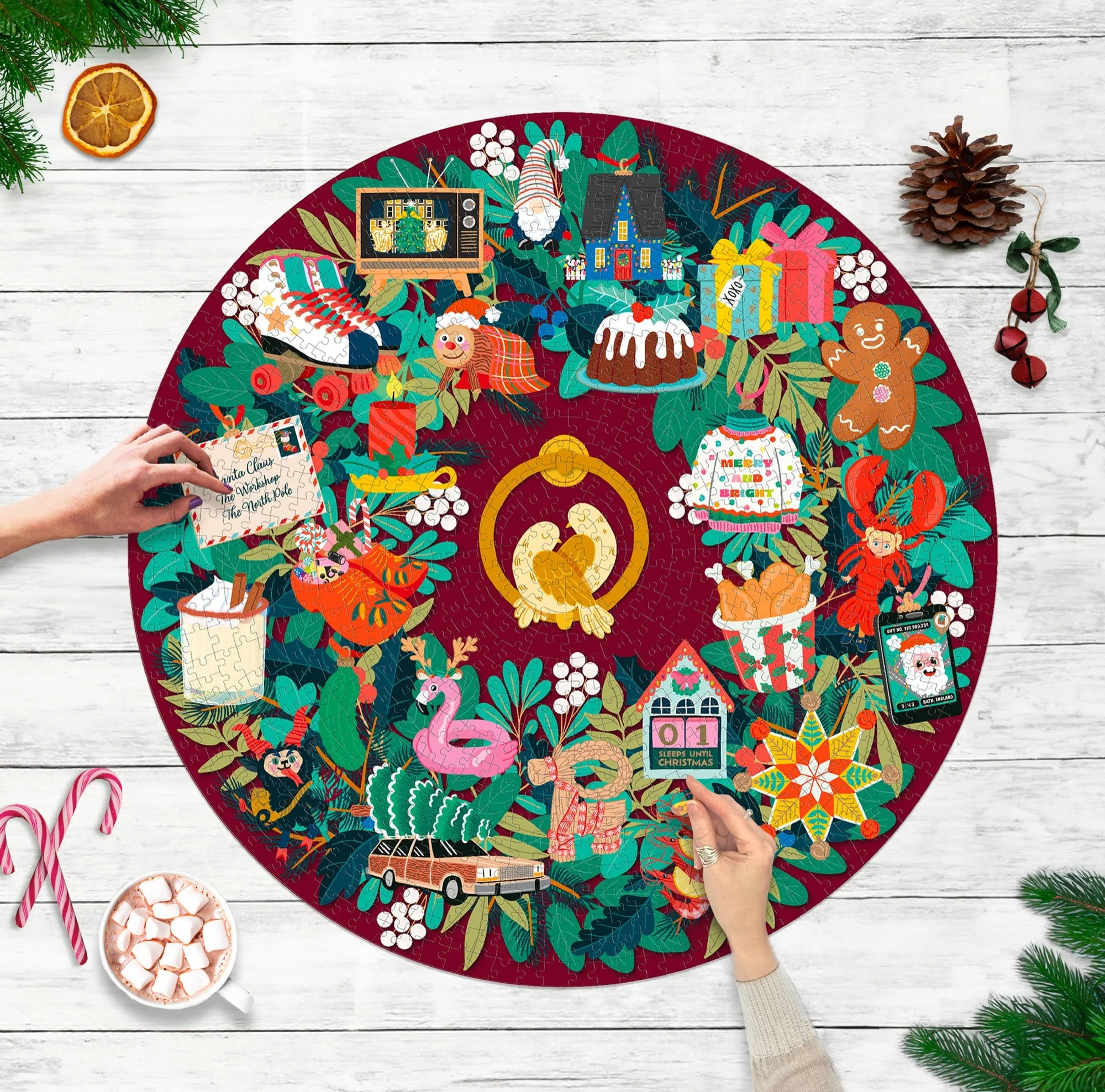 Christmas Countdown 1000-piece Circle Jigsaw Puzzle - Image 5